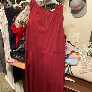 Maroon scallop neckline dress